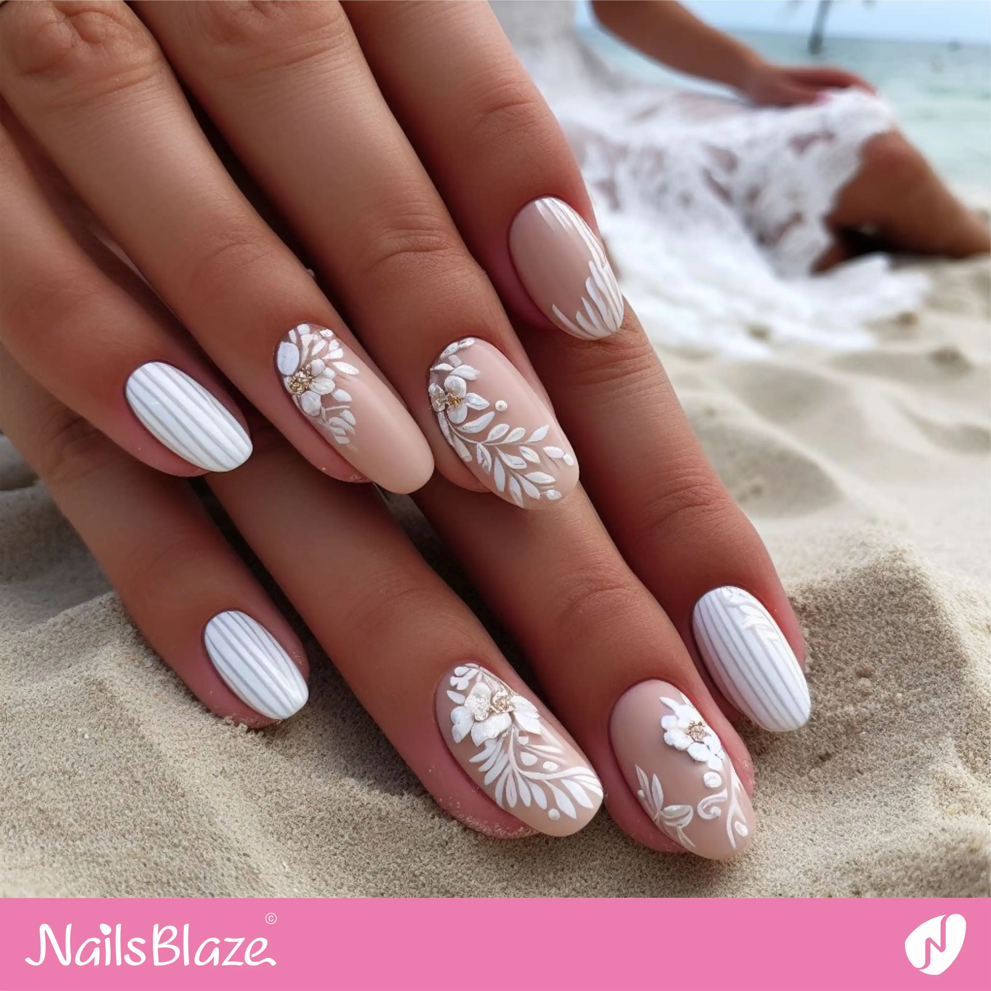 Chic Geometric Nude Nail Trend