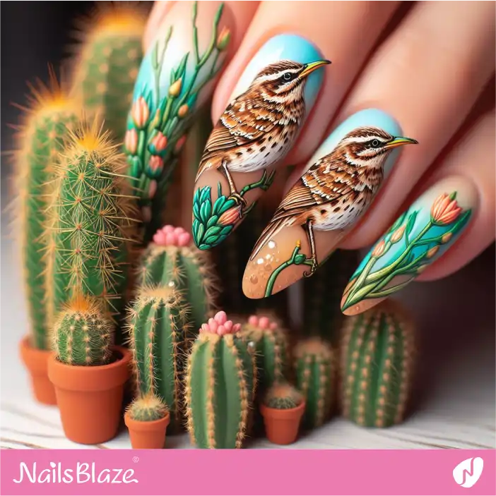 Cactus Wren Matte Nail Design| Desert Nail Design-NB-D-627