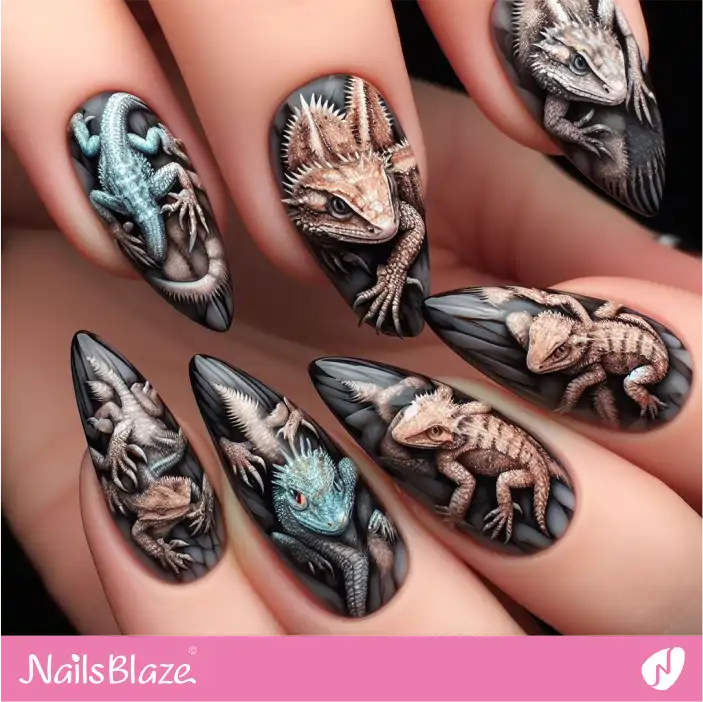 Horned Lizard Inspired Nail Design| Desert Nail Design-NB-D-633