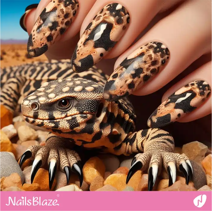 Gila Monster Print Nail Design | Desert Nail Design-NB-D-616