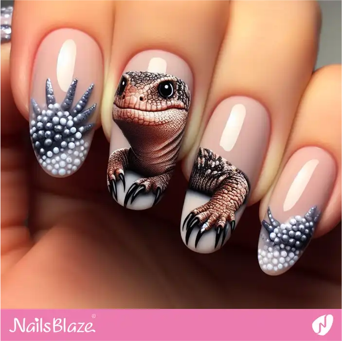 Horned Lizard Glossy Nail Design | Desert Nail Design-NB-D-617