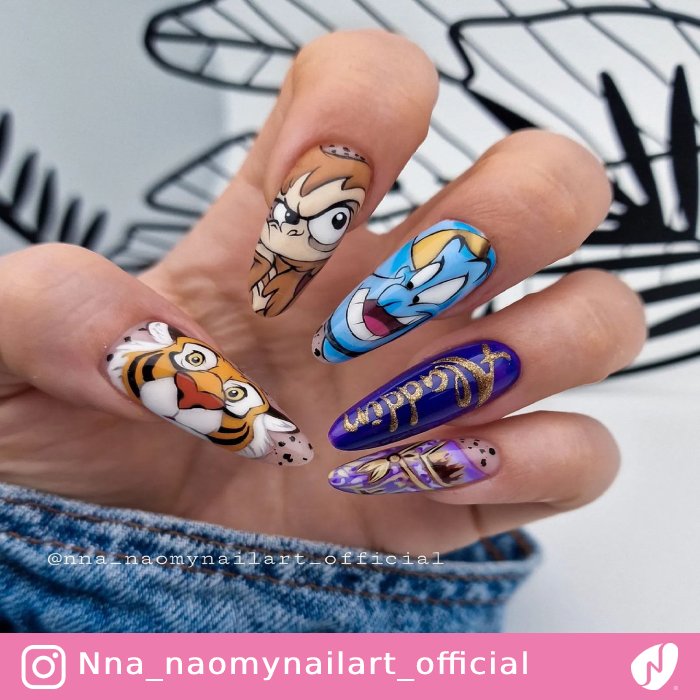 Jasmine & Aladdin Nail Art ✨🧞‍♂️🐪💙 I am completely obsessed with these  nails! In all honesty I didn't think I was g... | Instagram