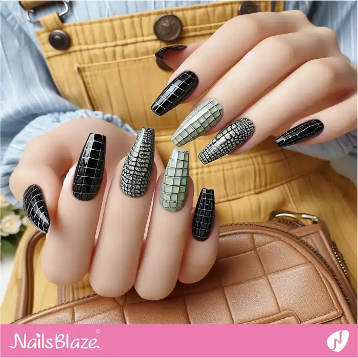 Crocodile Pattern Nails | Animal Print Nails - NB4413