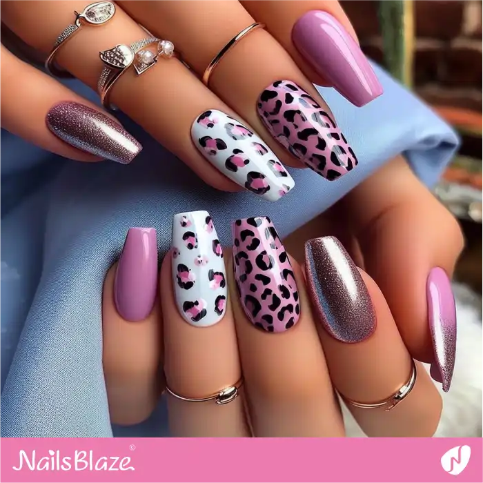 Purple Leopard Print Nails | Animal Print Nails - NB4338