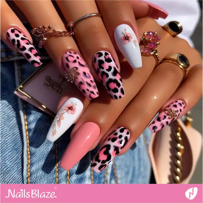 Luxury Pink Leopard Print Nails | Animal Print Nails - NB4344