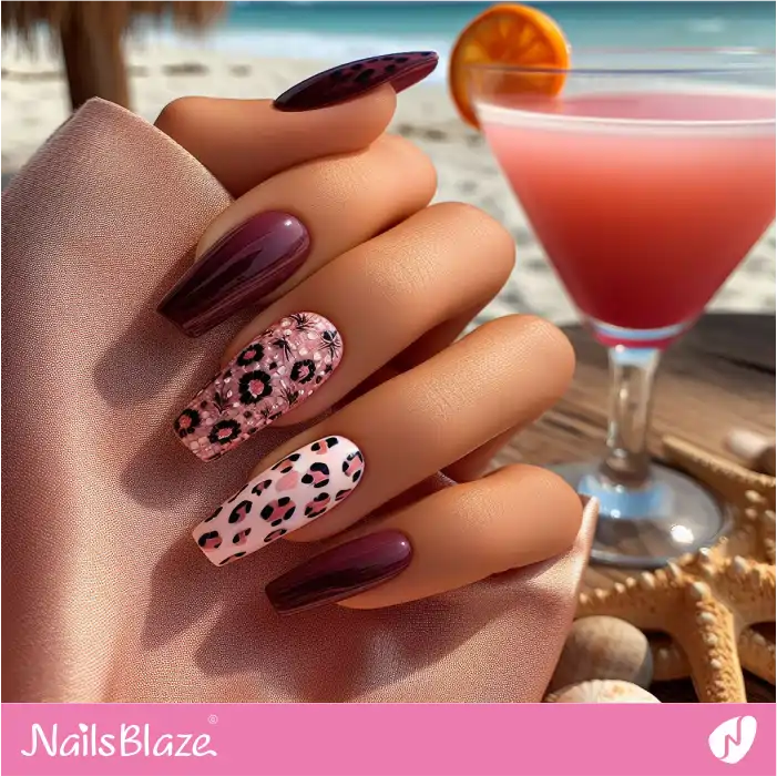 Elegant Pink Leopard Print Nails | Animal Print Nails - NB4347