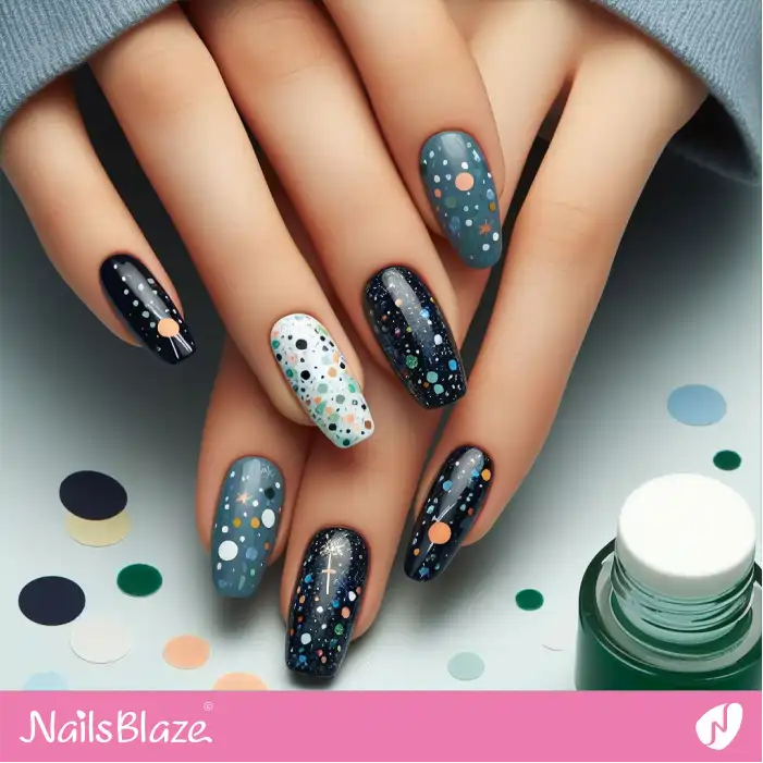 Solid Color Nails with Confetti Design | Birthday Nails - NB3207