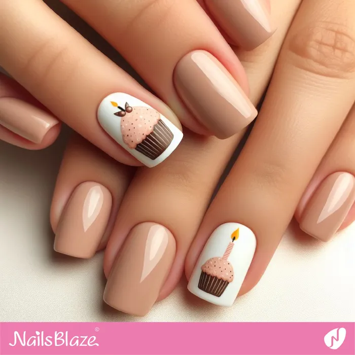 Cupcake Design for Birthday | Birthday Nails - NB3241