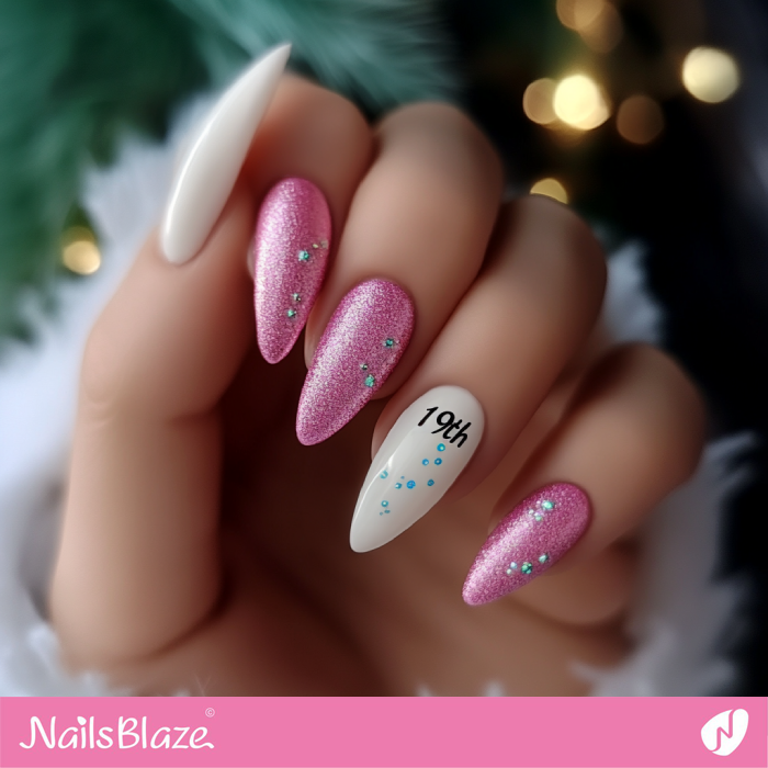 Glitter Design for 19th Birthday | 19th Birthday Nails - NB6862