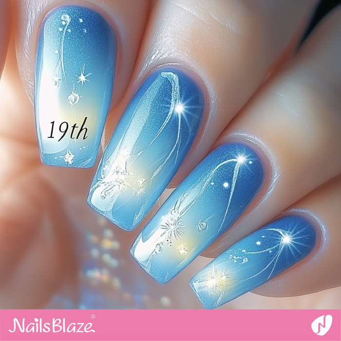 Blue 19th Birthday Nails Design | 19th Birthday Nails - NB6864