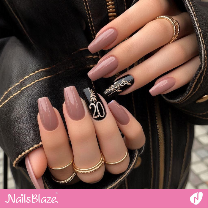 20st Birthday Nude Nails Design | Birthday Nails - NB5201