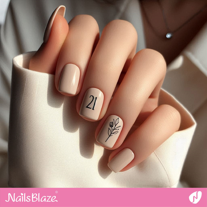 Short Square Nails for 21st Birthday | Birthday Nails - NB5199