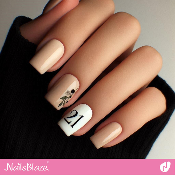 21st Square Birthday Nails | Birthday Nails - NB5192