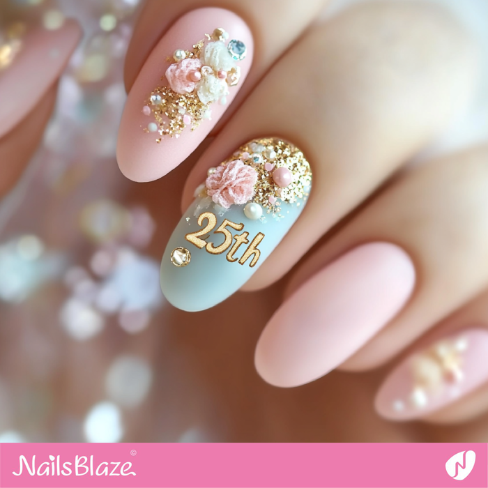 3D Nails Design for Birthday | 25th Birthday Nails - NB6877