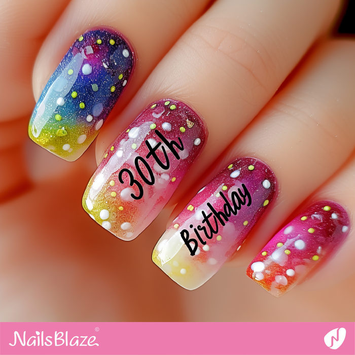 30th Birthday Polka Dot Nails Design | 30th Birthday Nails - NB6899