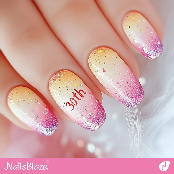 30th Birthday Confetti Nails Design | 30th Birthday Nails - NB6894