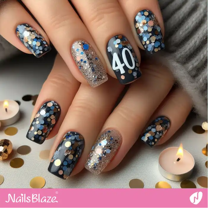 Confetti and Glitter Nail Design for Birthday | 40th Birthday Nails - NB3214