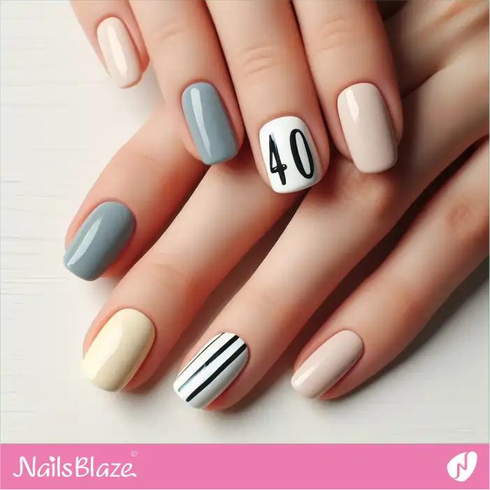 Short Nude Nails for 40th Birthday | 40th Birthday Nails - NB3220
