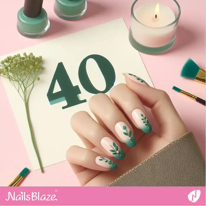 Ombre Leaf Nails for Your 40th | 40th Birthday Nails - NB3222