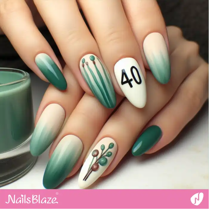 Green Balloons Ombre Nails | 40th Birthday Nails - NB3224