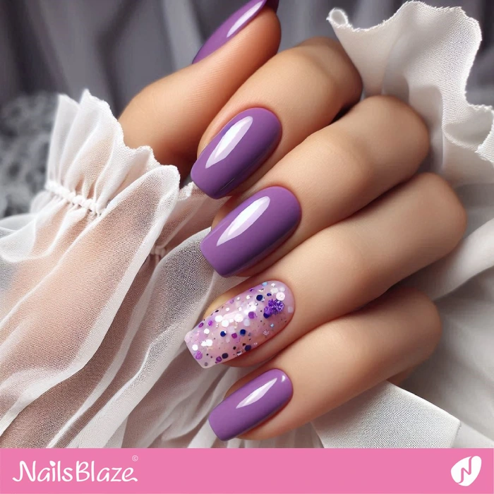 Confetti Design Birthday Purple Nails | Birthday Nails - NB5119