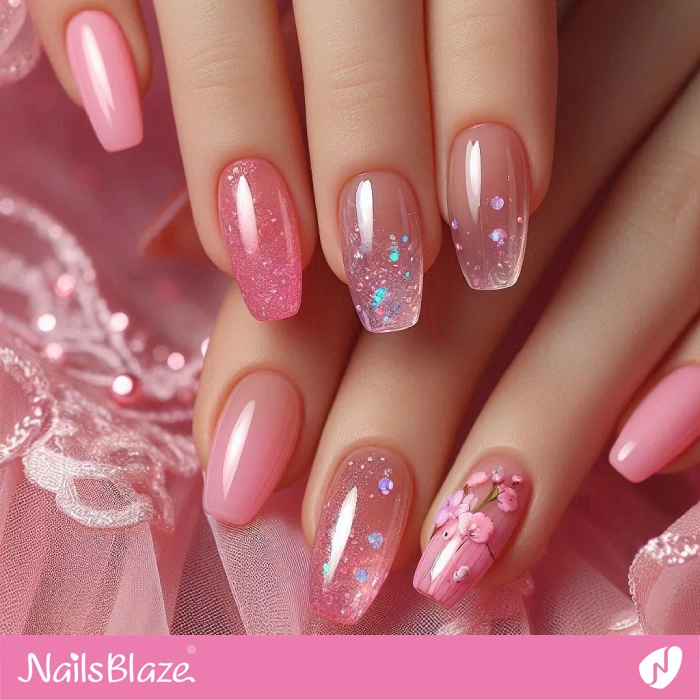 Birthday Pink Shimmer Nails Design | Birthday Nails - NB5124