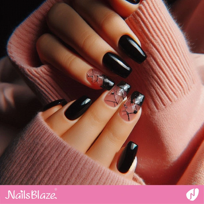 Black Birthday French Nails | Birthday Nails - NB5095