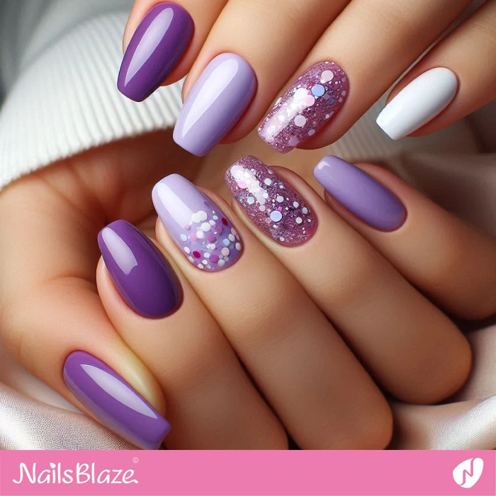 Birthday Confetti Nails in Purple | Birthday Nails - NB5141