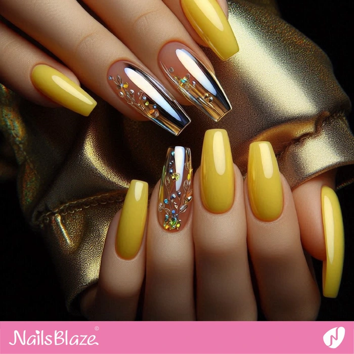 Fancy Yellow Nails for Birthday | Birthday Nails - NB5144