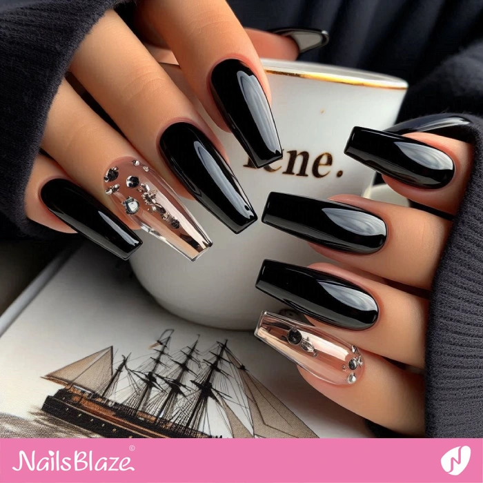 Fancy Black Nails for Birthday | Birthday Nails - NB5154