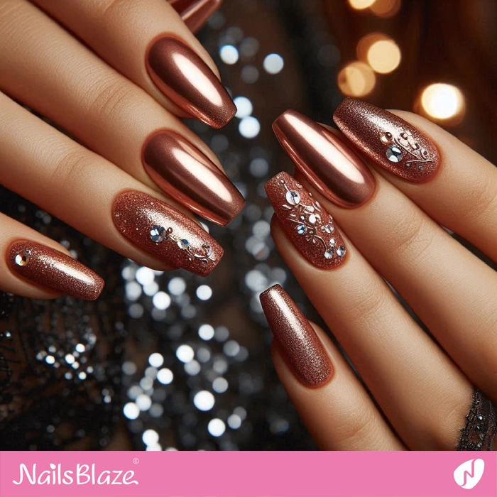 Rose Gold Birthday Bling Nails | Birthday Nails - NB5098