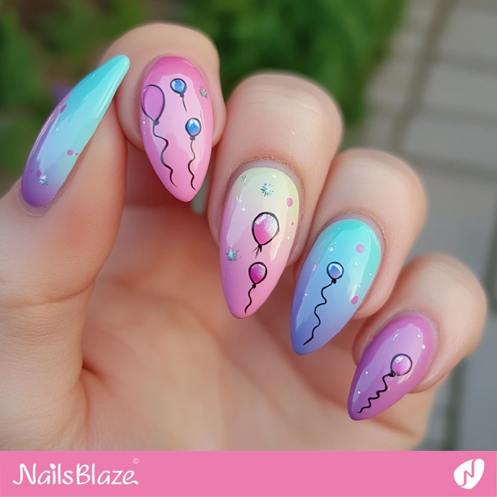 Balloons for Soft Pastel Nails | Birthday Balloon Nails - NB6052