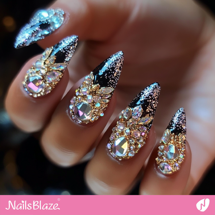 Bling Birthday Nails with Crystal Design | Birthday Nails - NB5468