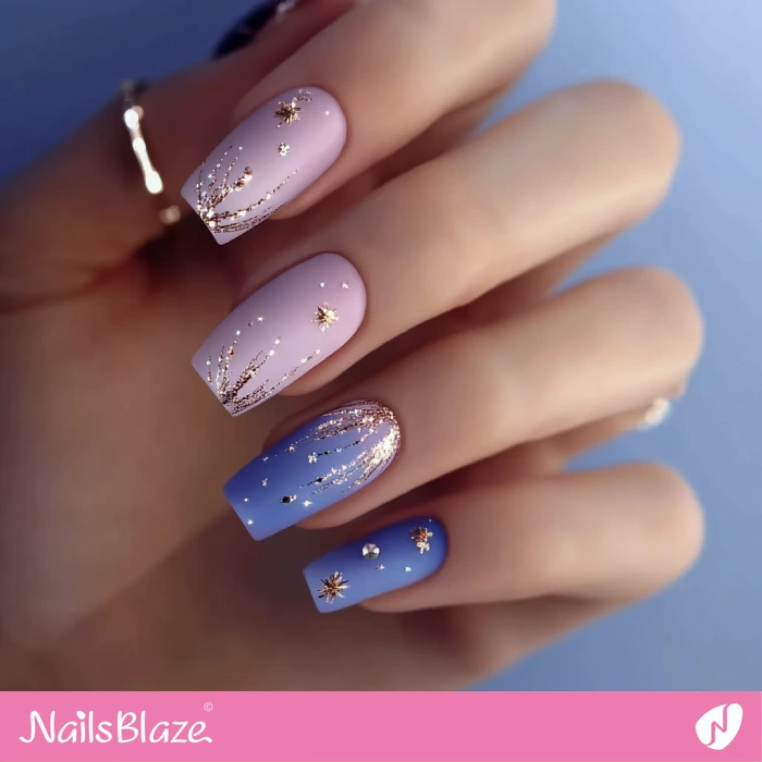 Pink and Blue Nails for Birthday Party | Blue Birthday Nails - NB6420