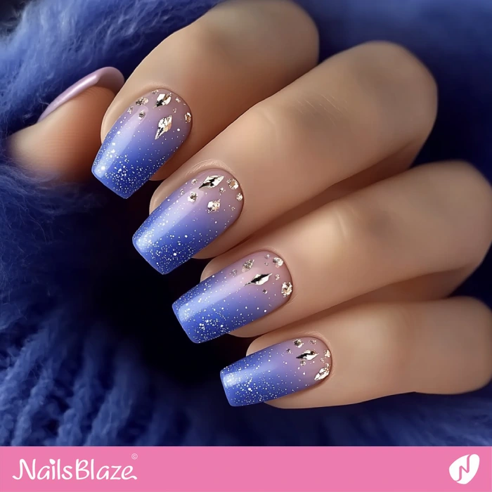 Crystallized Ombre Blue Nails | Blue Birthday Nails - NB6432