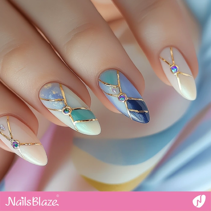 Nails with Blue Shades for Birthday | Blue Birthday Nails - NB6433