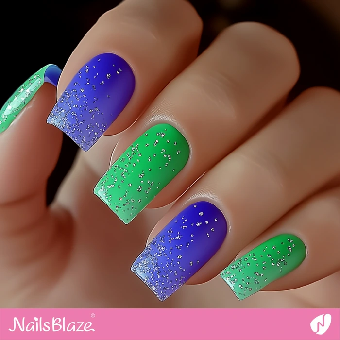 Simple Blue and Green Nails Design for Birthday | Blue Birthday Nails - NB6435