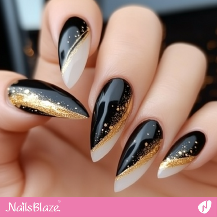 Black and Gold Nails for Birthday Party | Classy Birthday Nails - NB6157