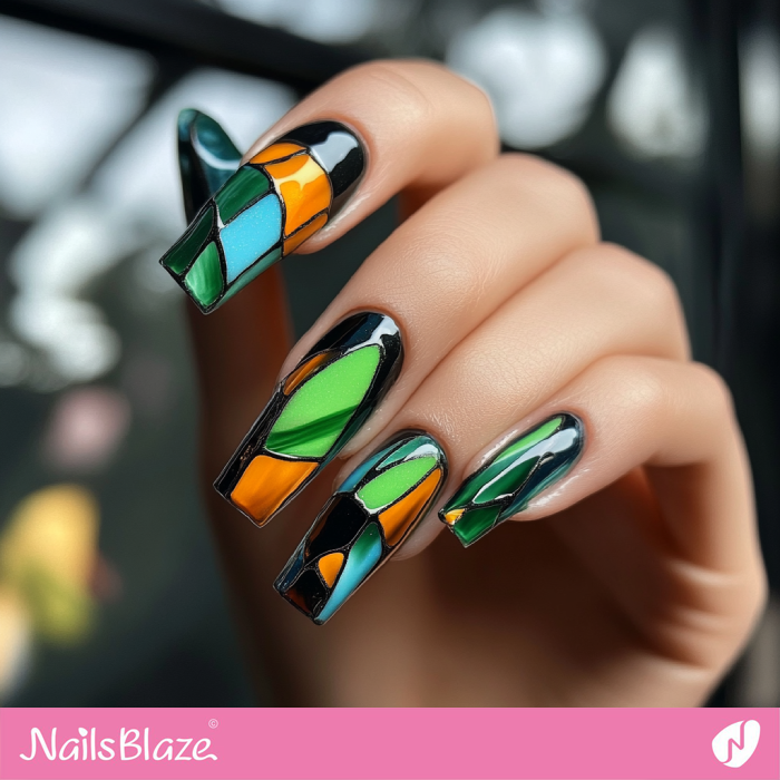 Birthday Party Nails Color Blocks | Classy Birthday Nails - NB6160