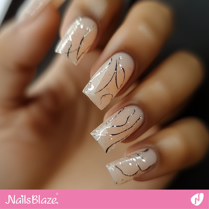 Stylish Square Nails Line Art | Classy Birthday Nails - NB6167