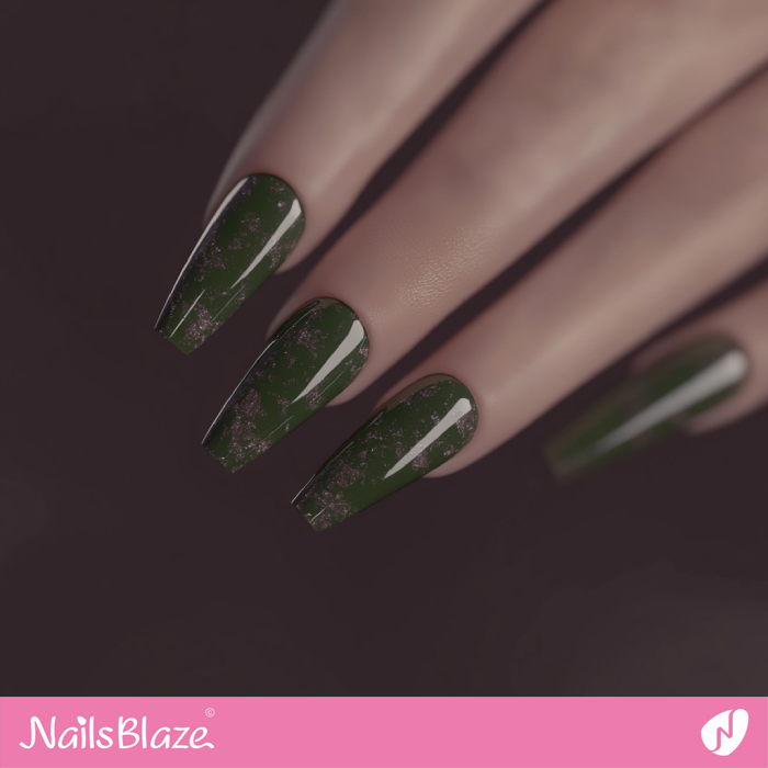 Cinnamon Slate Spots for Green Nails Design | Classy Birthday Nails - NB6172