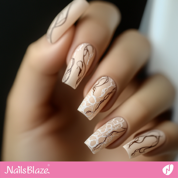 Swirl Design for Long Matte Nails | Classy Birthday Nails - NB6175