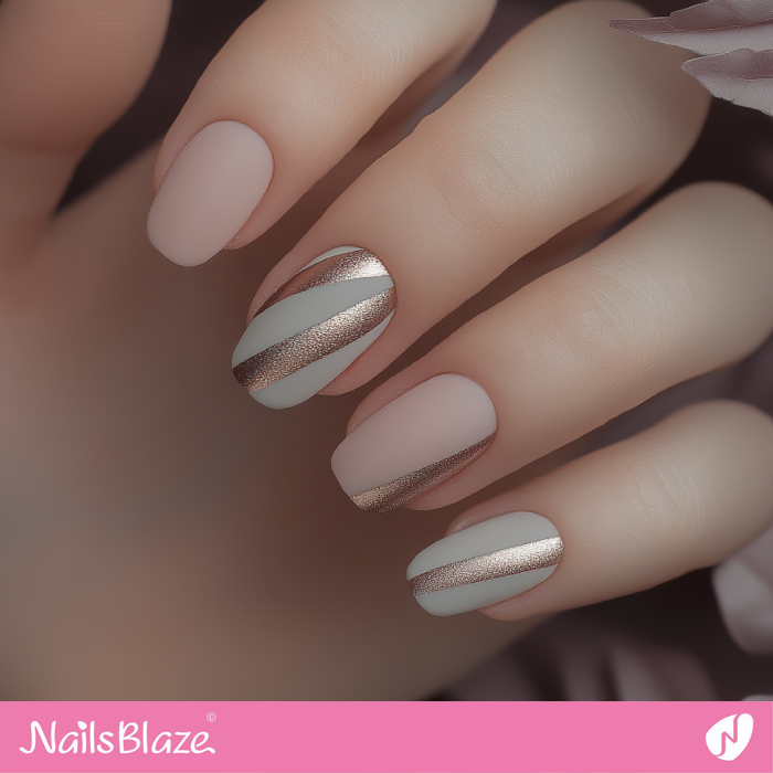 Gold Stripes for Cute Short Nails | Classy Birthday Nails - NB6176