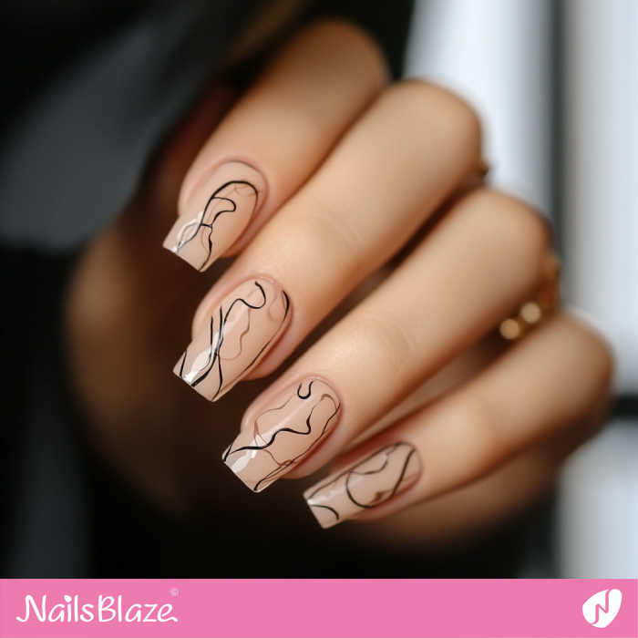 Abstract Swirls for Simple Nails Design | Classy Birthday Nails - NB6180