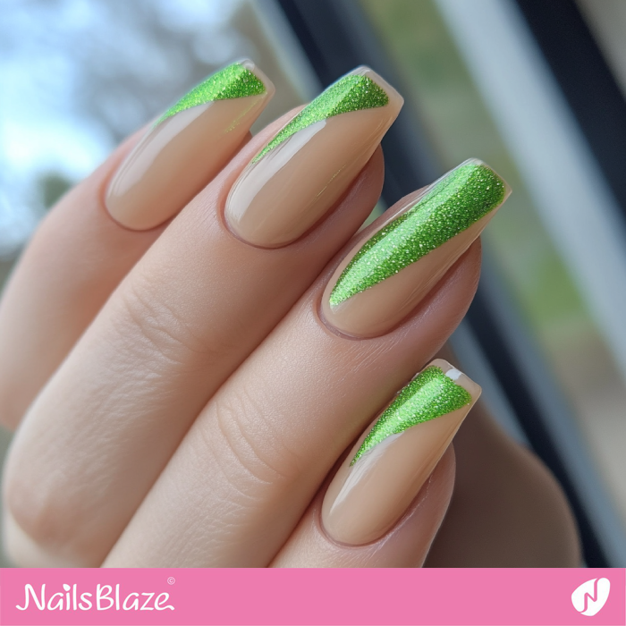 Nails with Green Glitter | Classy Birthday Nails - NB6151