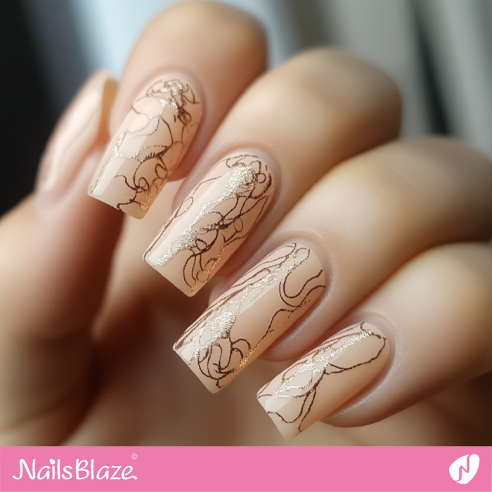 Square Nails with Swirl Lines | Classy Birthday Nails - NB6153