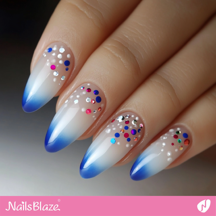 Birthday Confetti Design for Blue Ombre Nails | Birthday Nails - NB5461