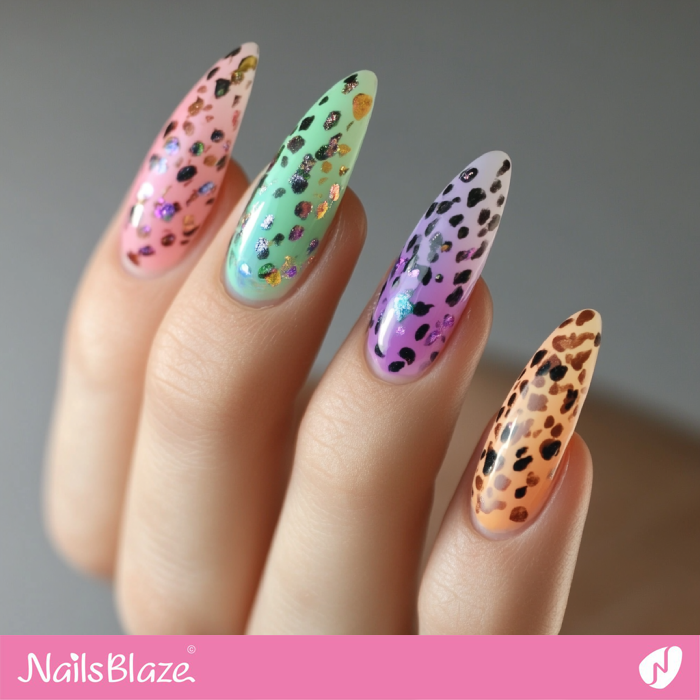 Leopard Print and Confetti Design for Birthday Nails | Birthday Nails - NB5463