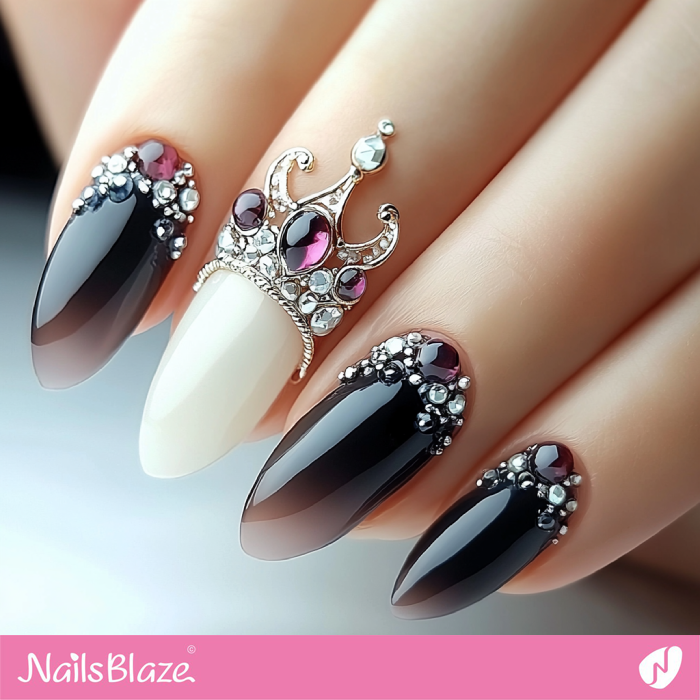 Luxury Crown Nails Design for Birthday | Birthday Crown Nails - NB7082