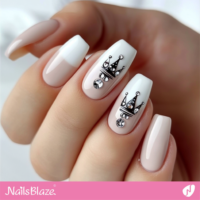 Crown Design for French Manicure | Birthday Crown Nails - NB7085